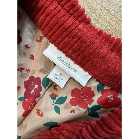 Dressbarn Red Corduroy Jacket S Small Chore Coat Soft Cotton Velvet Wale Fall - Picture 3 of 3